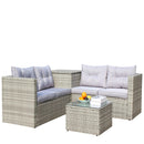 4 Piece Patio Sectional Wicker Rattan Outdoor Furniture Sofa Set with Storage Box Grey by HouseOfZazla