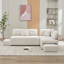 91.73" L-shaped Sofa Sectional Sofa Couch with 2 Stools and 2 Lumbar Pillows for Living Room, Biege