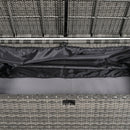 2-Piece Rattan Outdoor Patio Bench Lounge Roof Set, Effective UV Protection Fabric & Waterproof Cushions and Adjustable Backrest for Garden, Backyard and Porch (Grey Wicker + Grey Fabric)