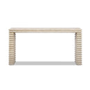 Veda 63' Reclaimed Wood Stacked Geometric Waterfall Console Table, Whitewashed Natural Reclaimed Pine Wood