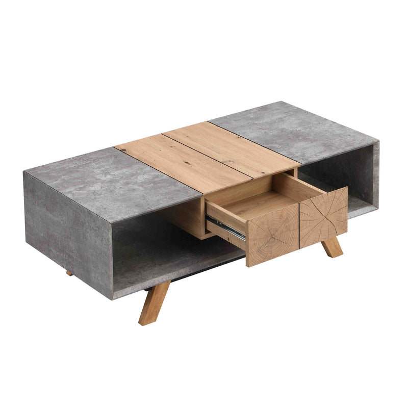 43.31" Luxury Coffee Table with Drawer, Farmhouse & Industrial Table, Rectangular Table for Living Room