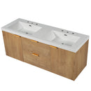 Double Sink Bathroom Vanity Soft Close Doors, Divided Drawers, Wall Mounted - Wood by HouseOfZazla