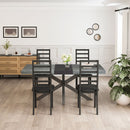 Rectangular Stretch Dining Table With 4 Chairs - Black / Gray