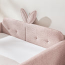 Cute Rabbit Ear Upholstered Platform Bed Frame With Safety Rail