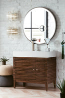 James Martin Linear 36" Single Bathroom Vanity, Mid-Century Walnut