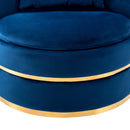 360 Degree Swivel Accent Chair Velvet Modern Upholstered Barrel Chair Over-Sized Soft Chair with Seat Cushion for Living Room, Bedroom, Office, Apartment, Blue