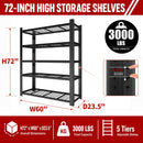72"H 5-Tier Adjustable Heavy Duty Shelving Rack