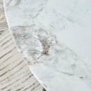 A modern minimalist circular dining table with a diameter of 40 inches, a 0.3 inch thick imitation marble pattern tabletop and black metal legs 40 'x 40' x 30 'DT-1164