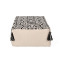 Kiki - Rectangular Pouf Ottoman Floor Cushion Natural - Black by HouseOfZazla