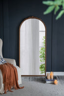 Hand Carved Rose Antique Mirror Frame, Large Arch Mirror Wall Decor For Living Room, Bathroom, Entryway - Brown by HouseOfZazla