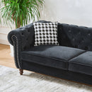 Chesterfield Upholstery Fabric Loveseat With Roll Armrest And Nailhead by HouseOfZazla
