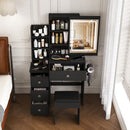 Vanity Desk With 3 LED Lighting Modes, 4 Drawers, Open Shelves, Hair Dryer Holder & Power Socket Dressing Table Set With Chair - Black by HouseOfZazla