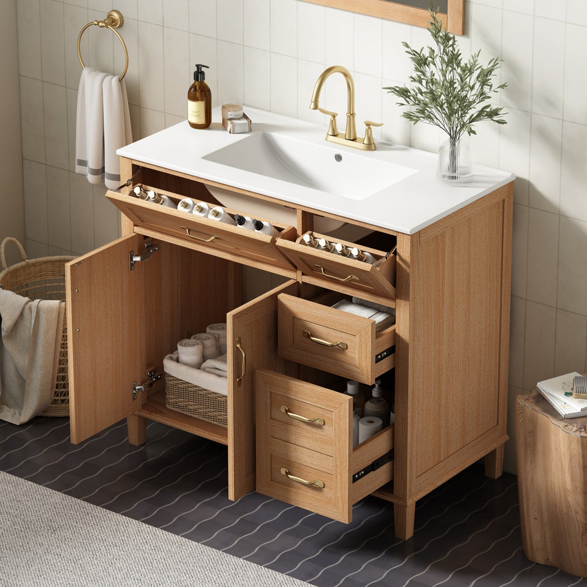 36" Bathroom Vanity with Ceramic Sink, photo 9 of 10