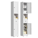 Tall Bathroom Storage Cabinet, 5-Tier Narrow With 2 Doors & Adjustable Shelves, Freestanding - White by HouseOfZazla