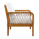 Outdoor Acacia Wood Loveseat & Coffee Table Set with Handwoven Rope, Teak Finish by HouseOfZazla