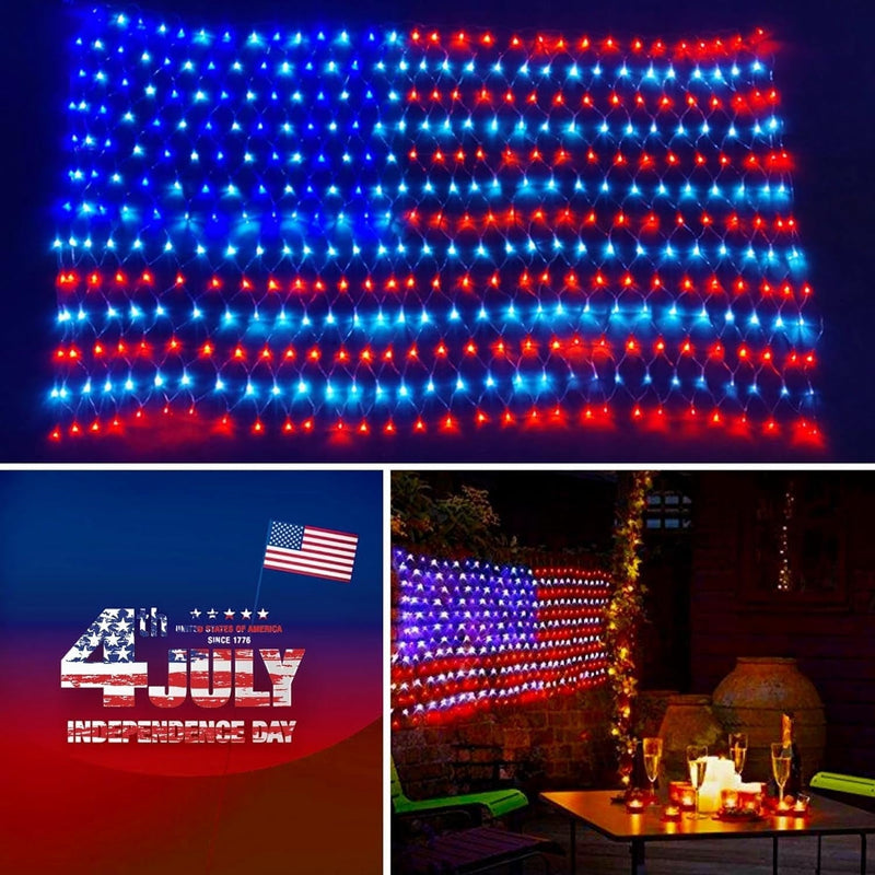 420 LED American Flag Net Lights | Waterproof Patriotic Display