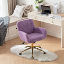 Office Chair, Artificial Rabbit Hair Home Office Chair With Metal Base, Adjustable Desk Chair Swivel Office Chair, Vanity Chair by HouseOfZazla