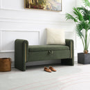 Modern Teddy Upholstered Large Bed End Bench With Arms And Storage by Unique Piece Furniture