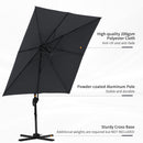 8FT Cantilever Patio Umbrella, Square Outdoor Offset Umbrella with 360 Rotation, Aluminum Hanging Umbrella with 3-Position Tilt, Crank & Cross Base for Garden, Dark Gray