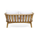 Outdoor Wooden Loveseat with Cushions - White/Teak