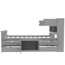 Captain Platform Bed Frame With Bookcase Headboard, 4 Drawers, Storage Shelves by HouseOfZazla