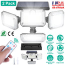 2 Pack Solar Powered Wall Lights IP44 Waterproof Motion Sensor Lights with 4 Adjustable Heads 333Pcs LED Beads 120¡ Sensing Angle Remote Control for Y
