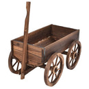 Wood Wagon Planter Pot Stand with Wheels by LJGDeals