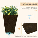28" Tall Outdoor Planters, Set of 3 Large Taper Planters with Drainage Holes and Plug, Faux Wood Plastic Flower Pots for Outdoor, Indoor, Garden, Patio, Brown