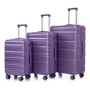 HIFINE Tourist 3-Piece ABS Spinner Wheel Luggage Set (Purple)