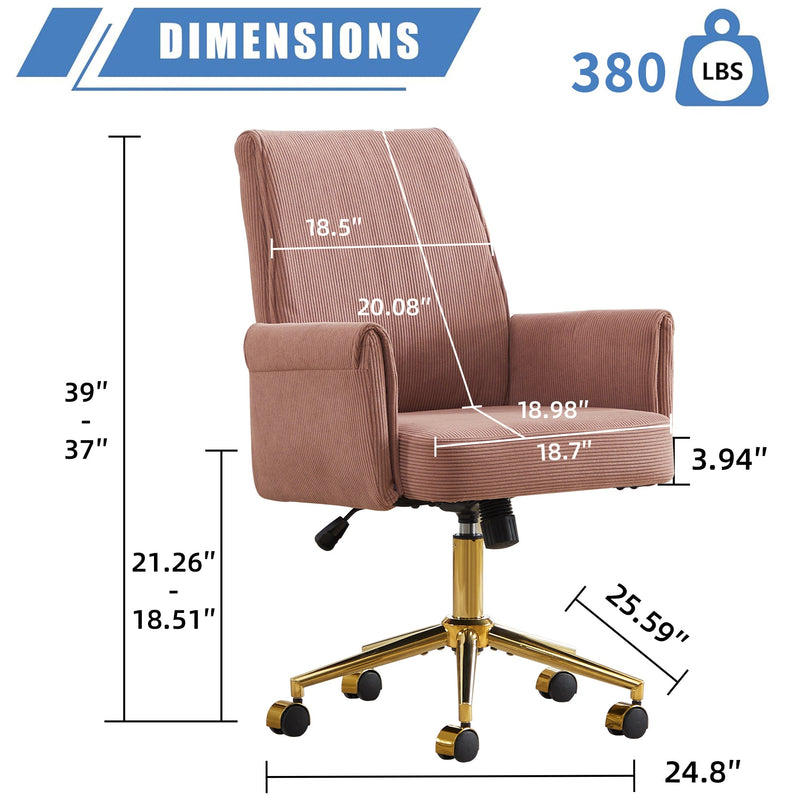 Mid-Back Liftable Office Chair in Light Pink, photo 3 of 10