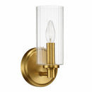 Jardin - Single Light Wall Sconce With Clear Ribbed Satin - Clear / Gold by HouseOfZazla