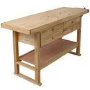 Workbench With 4 Drawers Wooden Workbench For Garage Workshop And Home - Natural by HouseOfZazla
