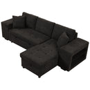Modern L-Shape 3 Seat Reversible Sectional Couch, Pull Out Sleeper Sofa With Storage Chaise And 2 Stools For Living Room Furniture Set by HouseOfZazla