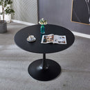 42.1" Black Tulip Table Mid-century Dining Table for 4-6 people With Round Mdf Table Top, Pedestal Dining Table, End Table Leisure Coffee Table