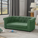 Contemporary Pet Sofa with Arc-Shaped Backrest and Armrests, Breathable Linen, Soft Cushion, Green, 38'x22'x15'