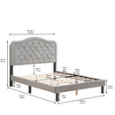 Queen Platform Upholstered Bed Button Tufted With Curve Design, Strong Wood Slat Support - Gray by HouseOfZazla