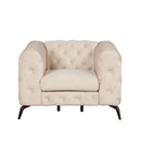 40.5" Velvet Upholstered Accent Sofa, Modern Single Sofa Chair with Button Tufted Back, Modern Single Couch for Living Room, Bedroom, or Small Space, Beige