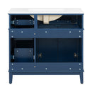 Bathroom Vanity With Ceramic Sink, Soft-Close Doors, 4 Storage Drawers - Blue by HouseOfZazla