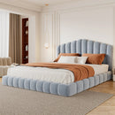 Velvet Upholstered Queen Bed with Shell-Shaped Headboard by HouseOfZazla