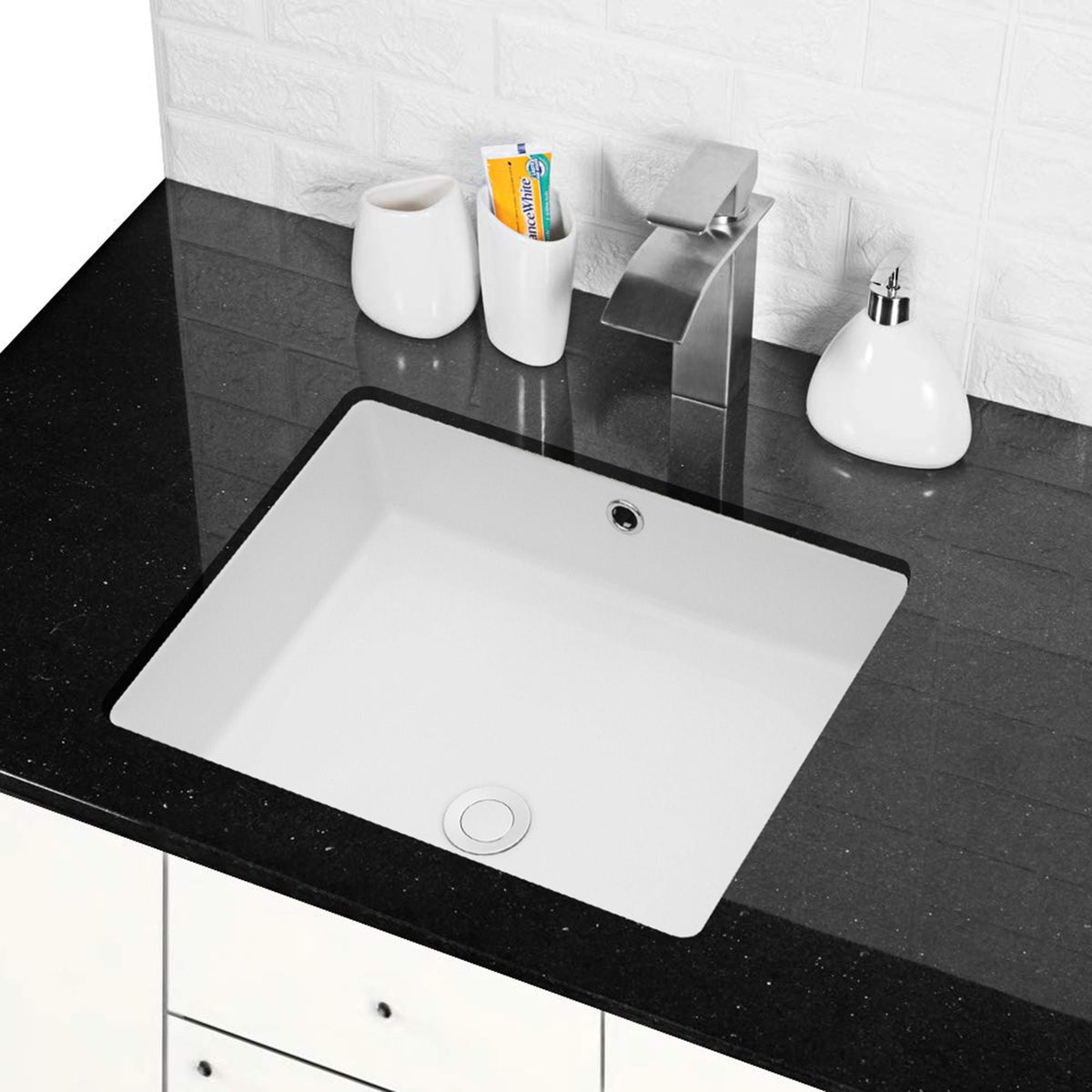 Modern Rectangular Undermount Bathroom Sink With Overflow Ceramic, photo 17 of 20