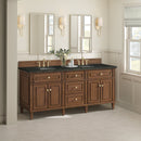 James Martin Lorelai 72" Double Bathroom Vanity, Mid-Century Walnut