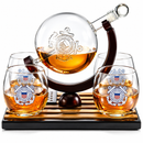 Coastguard Gift Whiskey & Wine Decanter Set & 4 Liquor Glasses by The Wine Savant