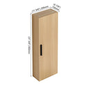 Tall Floating Bathroom Side Cabinet, Wall Mounted Single Door Storage - Light Oak