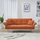 Convertible Double Futon Sofa Bed With Folding Armrests For Living Rooms