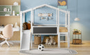 Loft House Bed With Ladder And Slide, With board And Light Strip On The Roof by HouseOfZazla