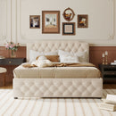 Upholstered Platform Bed With Trundle And 2 Sets Of USB Ports On Each Side, Fabric by Unique Piece Furniture