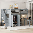 Loft Bed With Stairs, Bookshelf, Drawers, Desk & Wardrobe, Space Saving Multifunctional Furniture by Unique Piece Furniture