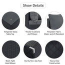 8-Pieces Outdoor Patio Furniture Sets, Garden Conversation Wicker Sofa Set, Single Sofa Combinable, Gray Cushions Black Wicker