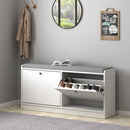 Shoe Storage Bench With Cushion, Entryway Organizer Cabinet For Hallway - White by HouseOfZazla
