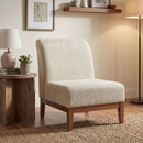 Upholstered Accent Chair - Beige / Walnut by HouseOfZazla